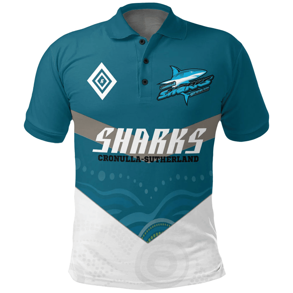 Cronulla-Sutherland Sharks Aboriginal Pattern 2023 Polo Shirts A35 | Love New Zealand