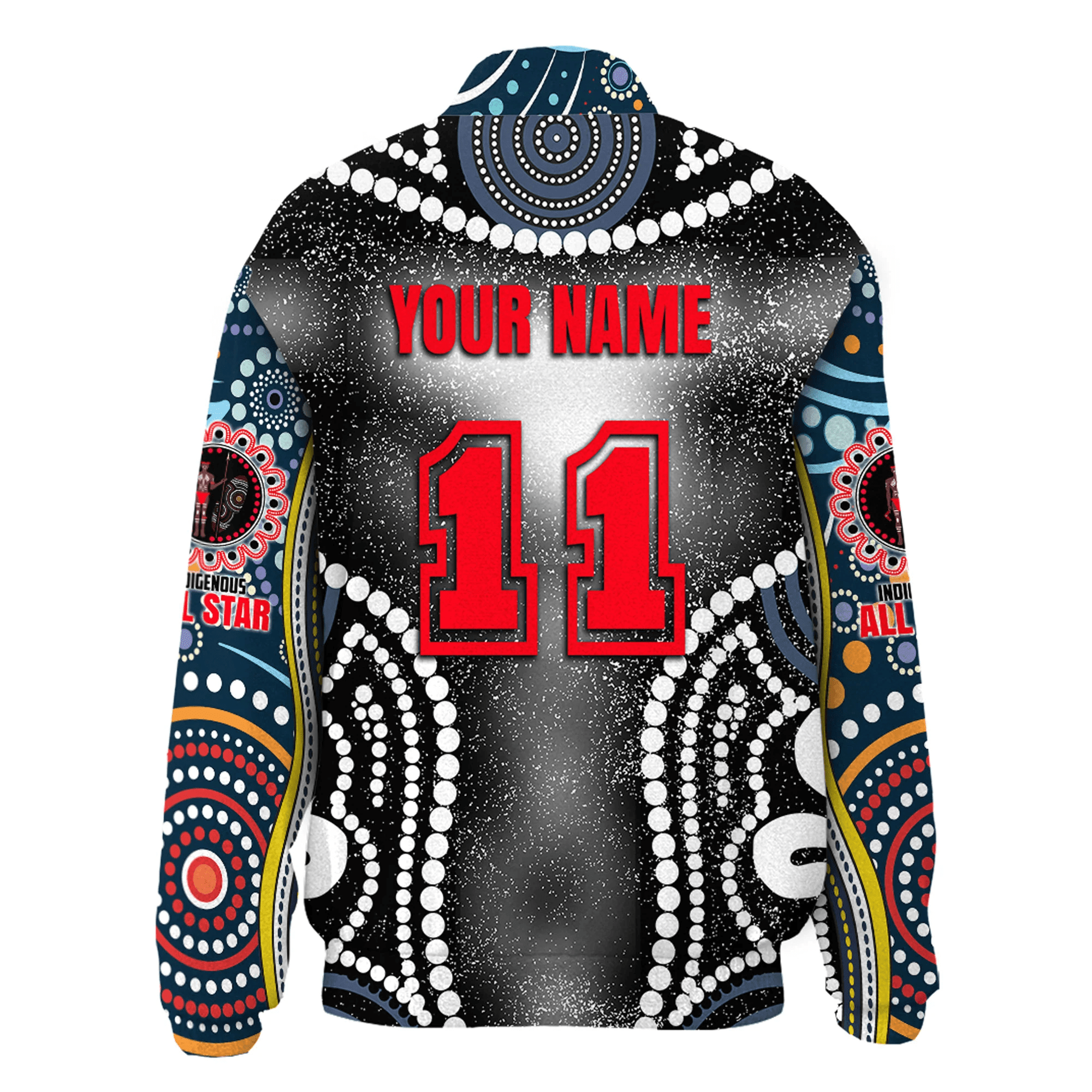 Indigenous All Star Aboriginal Pattern 2023 Thicken Stand-Collar Jacket A35 | Love New Zealand
