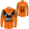 West Tigers Sport Pattern 2023 Long Sleeve Button Shirt A35 | Love New Zealand