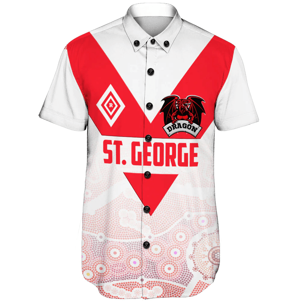 St. George Illawarra Dragons Aboriginal Pattern 2023 Short Sleeve Shirt A35 | Love New Zealand