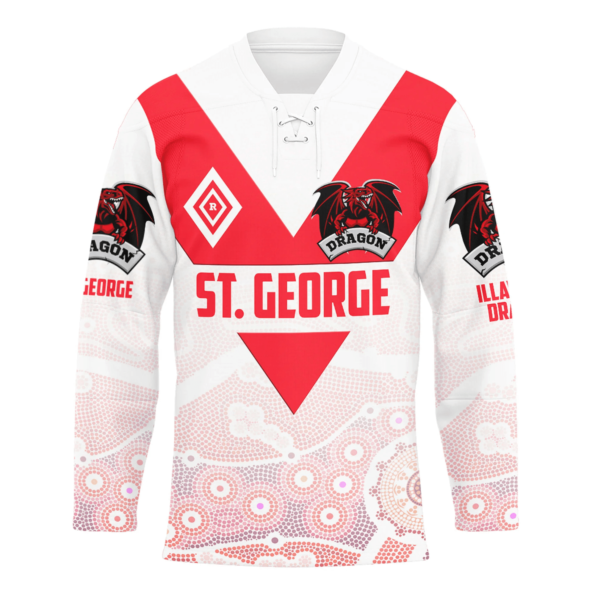 St. George Illawarra Dragons Aboriginal Pattern 2023 Hockey Jersey A35 | Love New Zealand