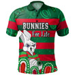Love New Zealand | Souths Custom Rabbitohs Polo Shirt - Bunnies For Life With Aboriginal Style 2023