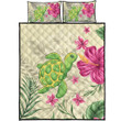 homeseta7 Alohawaii Home Set - Cute Turtle Hibiscus Quilt Bed Set J0