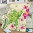 Alohawaii Home Set - Cute Turtle Hibiscus Premium Blanket J0