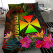 Alohawaii Bedding Set - Cover and Pillow Cases Wallis and Futuna Polynesian Personalised - Hibiscus and Banana Leaves | Alohawaii.co