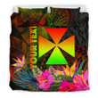 Alohawaii Bedding Set - Cover and Pillow Cases Wallis and Futuna Polynesian Personalised - Hibiscus and Banana Leaves - BN15