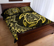 Alohawaii Home Set - Quilt Bed Set Hawaiian Map Turtle Polynesian Circle Yellow AH J9