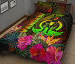 Alohawaii Home Set - Quilt Bed Set Vanuatu Polynesian - Hibiscus and Banana Leaves | Alohawaii.co