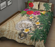 Alohawaii Home Set - Quilt Bed Set Hawaii - Hibiscus Turtle Tattoo Beige A02