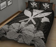 Alohawaii Home Set - Quilt Bed Set Hawaiian Kanaka Hibiscus Polynesian Love Gray AH J1