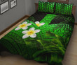Alohawaii Home Set - Quilt Bed Set Hawaii Polynesian Tiki Plumeria Banana Leaves Green A02