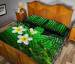 Alohawaii Home Set - Quilt Bed Set Hawaii Polynesian Tiki Plumeria Banana Leaves Green A02