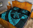 Alohawaii Home Set - Quilt Bed Set Hawaiian Map Hibiscus Turtle Fish Hook Polynesian Blue J5