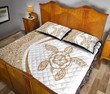 Alohawaii Home Set - Quilt Bed Set Hawaiian Polynesian Turtle Circle Style Gold And White J7