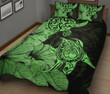Alohawaii Home Set - Quilt Bed Set Hawaii Turtle Polynesian Hibiscus Art Green AH J1