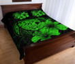 Alohawaii Home Set - Quilt Bed Set Hawaiian Map Turtle Hibiscus Polynesian Green AH J9