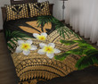 Alohawaii Home Set - Quilt Bed Set Kanaka Maoli (Hawaiian) Polynesian Plumeria Banana Leaves Gold | Alohawaii.co