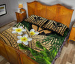 Alohawaii Home Set - Quilt Bed Set Kanaka Maoli (Hawaiian) Polynesian Plumeria Banana Leaves Gold A02