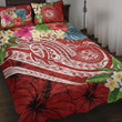 Alohawaii Home Set - Quilt Bed Set Polynesian Hawaii - Summer Plumeria (Red) | Alohawaii.co