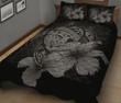 Alohawaii Home Set - Quilt Bed Set Hawaiian Map Turtle Hibiscus Polynesian Gray AH J9