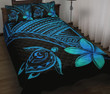 Alohawaii Home Set - Quilt Bed Set Hawaiian Turtle Plumeria Polynesian Blue | Alohawaii.co