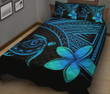 Alohawaii Home Set - Quilt Bed Set Hawaiian Turtle Plumeria Polynesian Blue AH J0