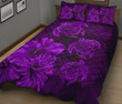 Alohawaii Home Set - Quilt Bed Set Hawaiian Map Turtle Hibiscus Vintage Polynesian Purple AH J9