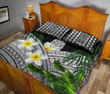 Alohawaii Home Set - Quilt Bed Set Hawaii Polynesian Tiki Plumeria Banana Leaves Gray A02