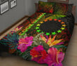 Alohawaii Home Set - Quilt Bed Set Cook Islands Polynesian - Hibiscus and Banana Leaves | Alohawaii.co