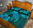 Alohawaii Home Set - Quilt Bed Set Hawaiian Whale Swim Hibiscus Polynesian Turquoise AH J9