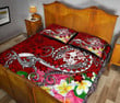 Alohawaii Home Set - Premium Quilt Tonga Bed Set - Turtle Plumeria (Red) - BN18