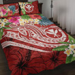Alohawaii Home Set - Quilt Bed Set Polynesian Hawaii Kanaka Maoli - Summer Plumeria (Red) | Alohawaii.co