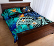 Alohawaii Home Set - Quilt Bed Set Kanaka Maoli (Hawaiian) Polynesian Pineapple Banana Leaves Turtle Tattoo Blue A02