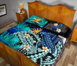 Alohawaii Home Set - Quilt Bed Set Kanaka Maoli (Hawaiian) Polynesian Pineapple Banana Leaves Turtle Tattoo Blue A02