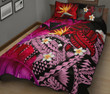 Alohawaii Home Set - Quilt Bed Set Kanaka Maoli (Hawaiian) Polynesian Pineapple Banana Leaves Turtle Tattoo Pink A02