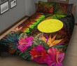 Alohawaii Home Set - Quilt Bed Set Palau Polynesian - Hibiscus and Banana Leaves - BN15