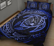 Alohawaii Home Set - Quilt Bed Set Hawaiian Map Turtle Polynesian Circle Blue AH J9