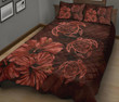 Alohawaii Home Set - Quilt Bed Set Hawaiian Map Turtle Hibiscus Polynesian Red Vintage AH J9