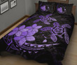 Alohawaii Home Set - Quilt Bed Set Hawaii Polynesian Turtle Plumeria Pog Style Purple J4