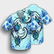 Hawaii Polynesian Plumeria Hibiscus Turtle Hawaiian Shirt - AH - Jack Style - Blue - J5R - Alohawaii