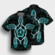 Hawaiian Turtle And Hibiscus Polynesian Hawaiian Shirt Turquoise - AH - JR - Alohawaii