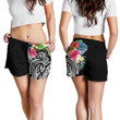 Lovenewzealand Short - Polynesian Hawaii Women's Shorts - Summer Plumeria (Black) - BN15