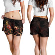 Lovenewzealand Short - Hawaii Polynesian Women's Shorts - Turtle With Blooming Hibiscus Gold - BN22