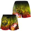 Lovenewzealand Short - Federated States of Micronesia Women's Shorts - Humpback Whale with Tropical Flowers (Yellow)- BN18