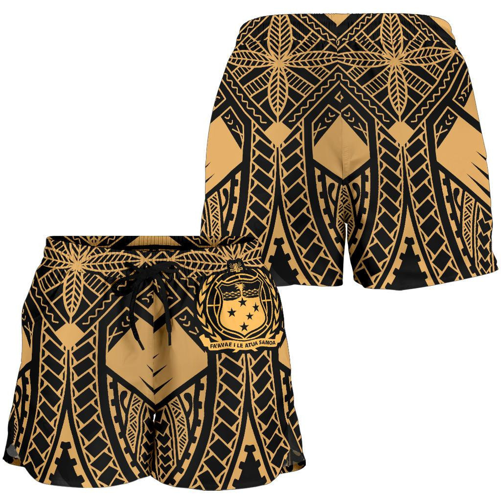 Lovenewzealand Short - Samoa Polynesian Women's Shorts - Samoa Gold Seal with Polynesian Tattoo - BN18