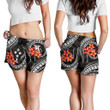 Lovenewzealand Short - Kosrae Micronesian Women Shorts - Black Plumeria - BN11