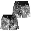 Lovenewzealand Short - Polynesian Hawaii Custom Personalised Women's Shorts - Humpback Whale with Tropical Flowers (White)- BN18