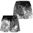 Lovenewzealand Short - Tahiti Custom Personalised Women's Shorts - Humpback Whale with Tropical Flowers (White)- BN18