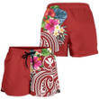 Lovenewzealand Short - Polynesian Hawaii Kanaka Maoli Women's Shorts - Summer Plumeria (Red) - BN15