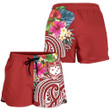 Lovenewzealand Short - Polynesian Samoa Women's Shorts - Summer Plumeria (Red) - BN15